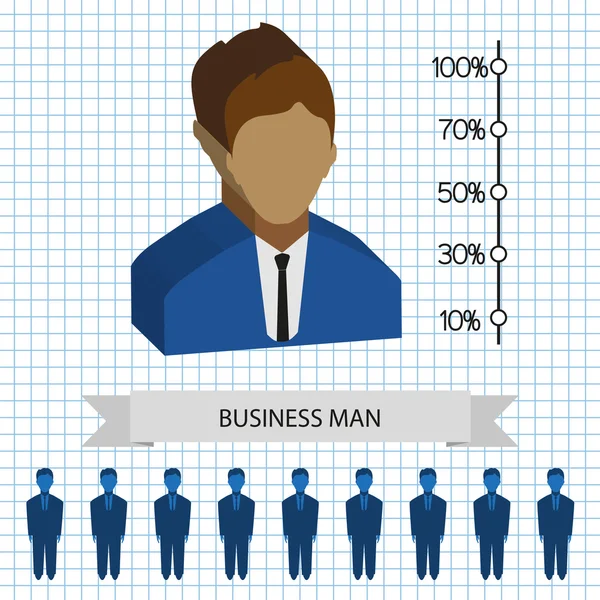 Icônes de profils d'homme d'affaires avec graphique, style plat. Image vectorielle numérique — Image vectorielle