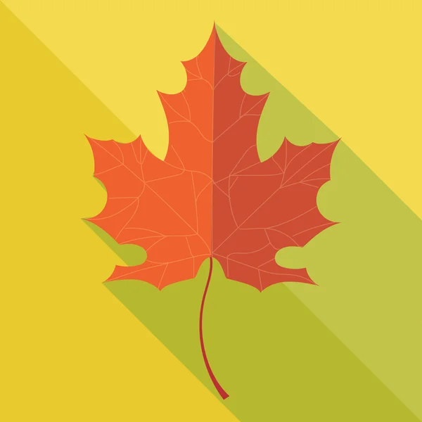 Orange oak leaf in autumn over yellow background. Digital vector image — Stock Vector