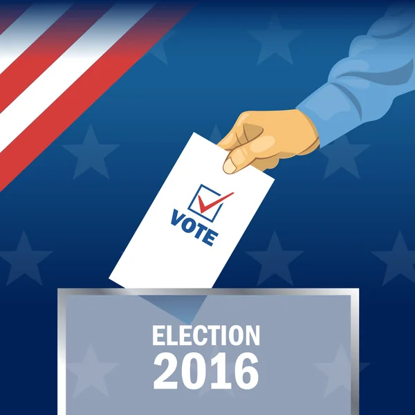 США 2016 виборів картку з рука людини з голосування. Цифровий ВЕКТОРНОЕ ИЗОБРАЖЕНИЕ — стоковий вектор