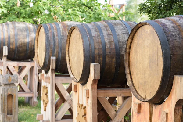 Photo of wooden wine barrels — Stock Photo, Image