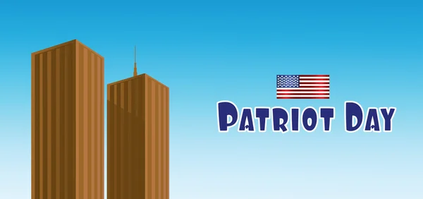 米国旗、ツイン タワーズとのベクトル愛国者日 — ストックベクタ