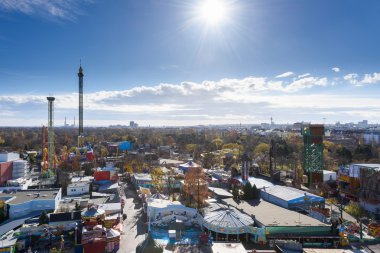 Vienna, Avusturya - 14 Kasım 2015: Şehir görünümünden prater kabin