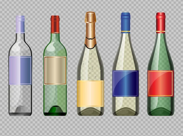 Conjunto vectorial de alcohol de vidrio transparente de color — Archivo Imágenes Vectoriales