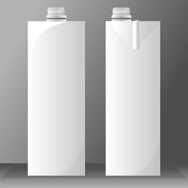 Conjunto vectorial de envase de bebidas de cartón blanco para leche — Vector de stock