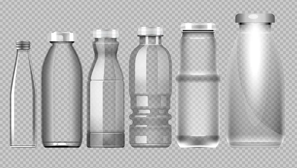 Conjunto vetorial de frasco de vidro transparente —  Vetores de Stock
