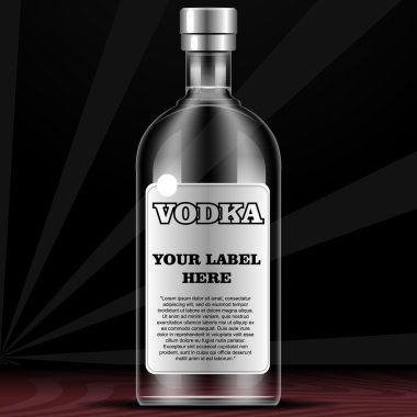 Vektör votka şişe mockup, etiket ile
