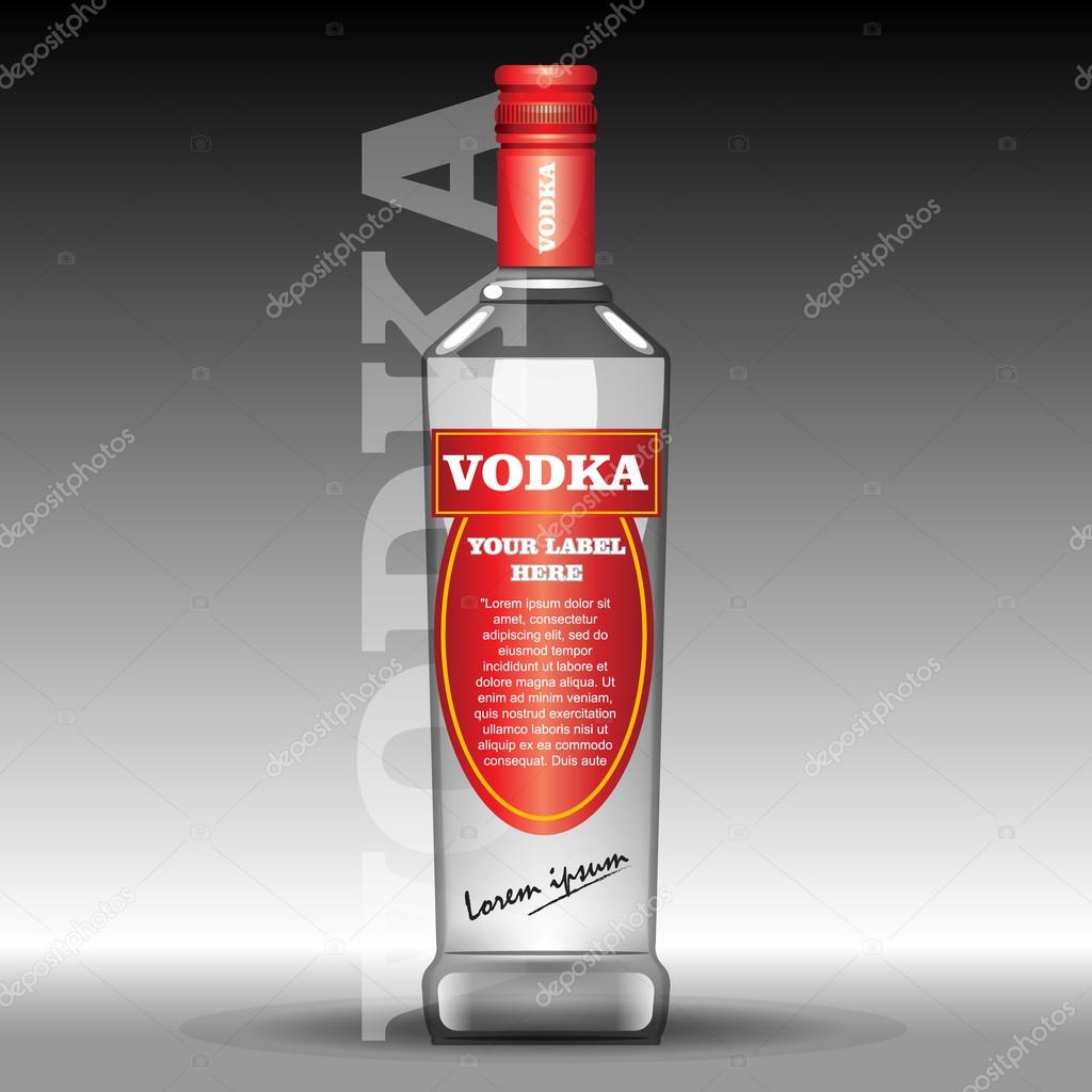 Limited Duchess Nedsænkning Vector red vodka bottle mockup with your label Stock Vector by ©frimufilms  124004230