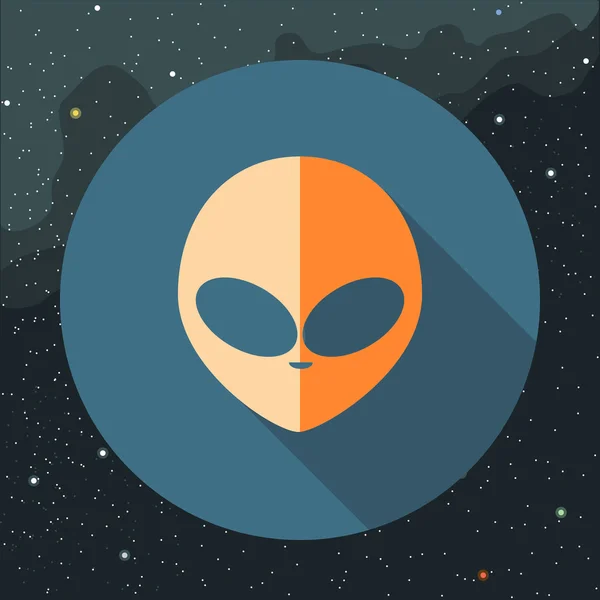 Digitaler Vektor mit orangefarbenem Alien-Kopfschild — Stockvektor