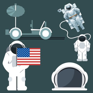 Dijital gümüş ve beyaz astronotlar simge vektör