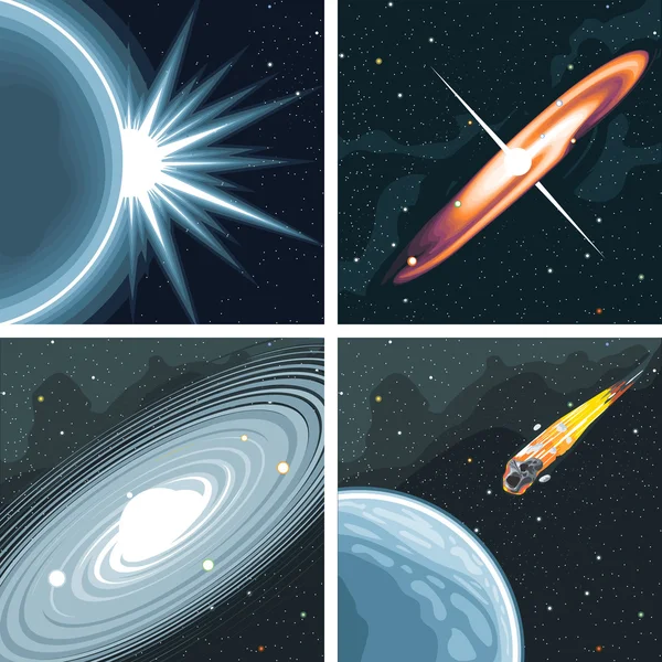 Icônes cosmos vectoriels numériques avec galaxie — Image vectorielle