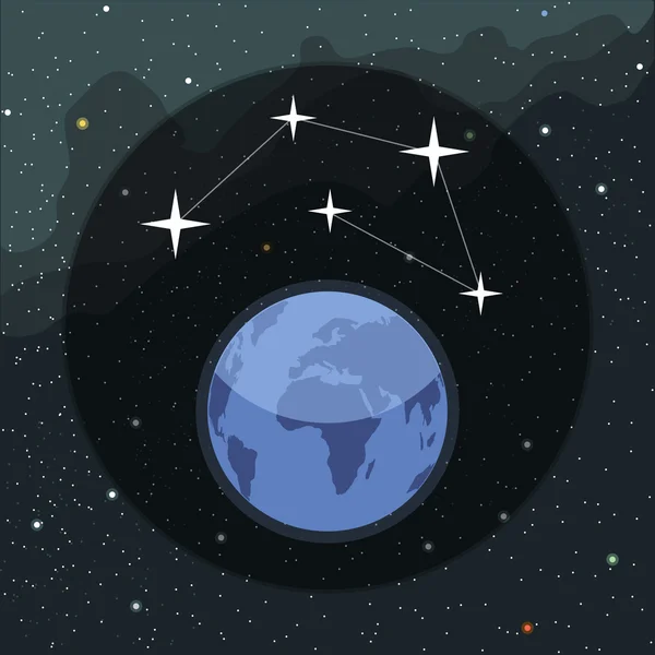 Digitální vektorová planety země ikona s hvězdami — Stockový vektor