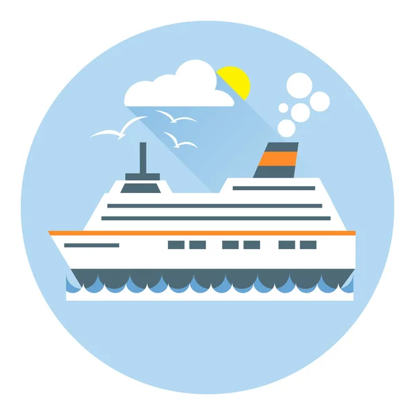 Vetor digital com ícone de barco de navio oceânico — Vetor de Stock