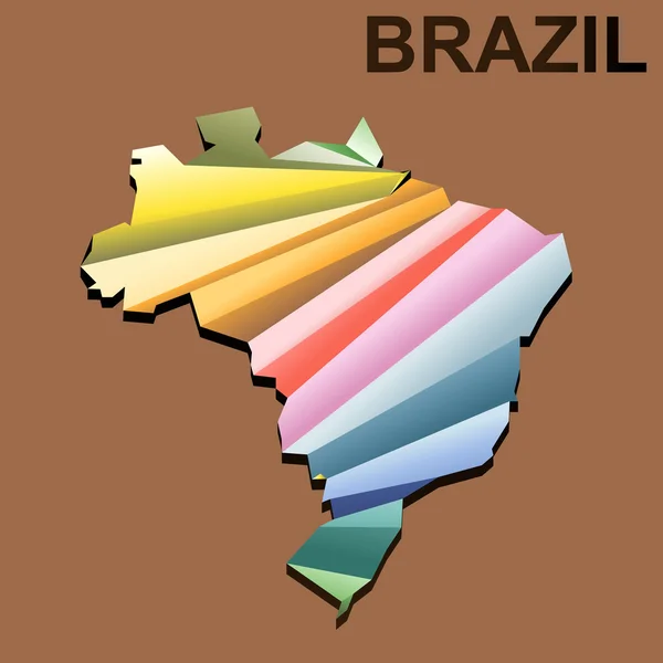 Vector digital Brasil mapa con abstracto de color — Vector de stock