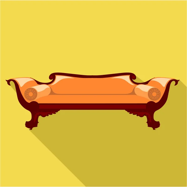 Цифровой векторный оранжевый диван с круглыми подушками — стоковый вектор