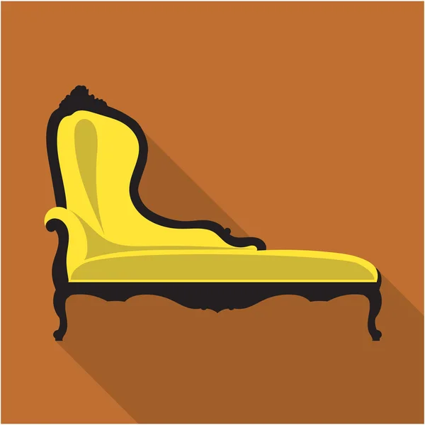 Цифровой векторный винтажный черный и желтый диван — стоковый вектор