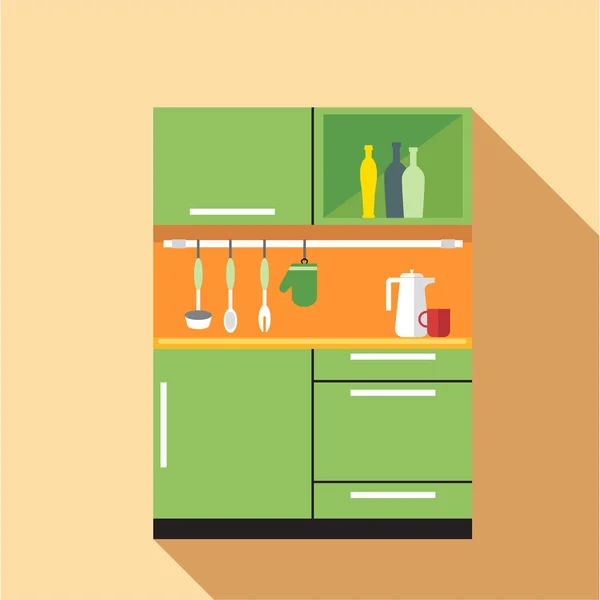 Imagem vetorial digital cozinha verde e laranja —  Vetores de Stock
