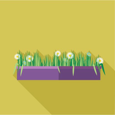 Dijital vektör yeşil dekoratif papatya