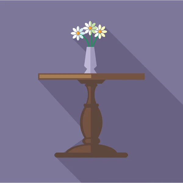 Digitale vector bloemen in vaas op een houten tafel — Stockvector