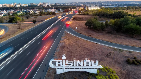 Assine Entrada Cidade Chisinau Partir Direção Stauceni — Fotografia de Stock