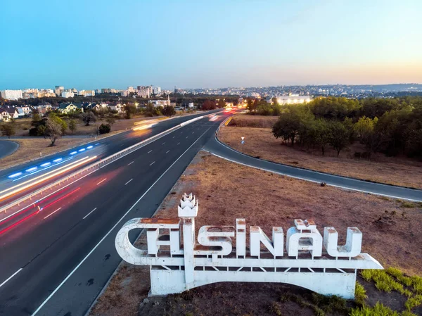 Assine Entrada Cidade Chisinau Partir Direção Stauceni — Fotografia de Stock