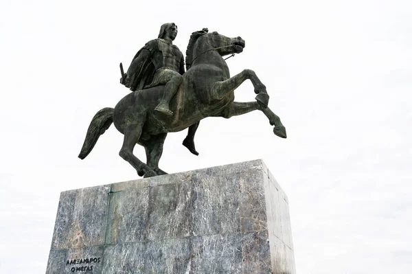 Alexander Grote Standbeeld Thessaloniki Griekenland — Stockfoto