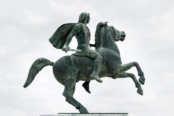 Alexander Grande Estátua Thessaloniki Greece — Fotografia de Stock