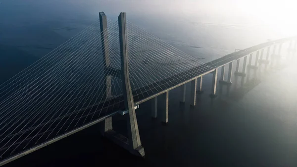 Lisbon Portugal Oktober 2019 Vasco Gama Brug Taag Drone View — Stockfoto