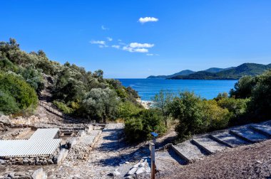 Yunanistan 'ın Halkidiki kentindeki antik merdiven harabeleri