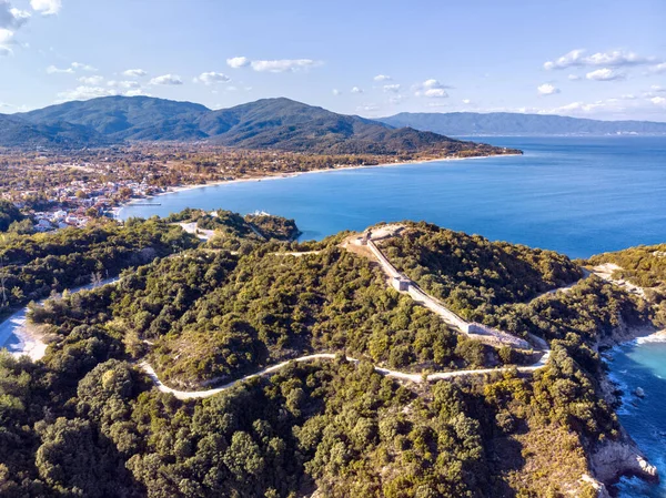 Drone Aerial View Sea Rocks Olympiada Halkidiki Greece — Stock Photo, Image