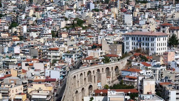 Levels Multiple Residential State Buildings Aqueduct Located Hills Kavala Greece — Stock Photo, Image