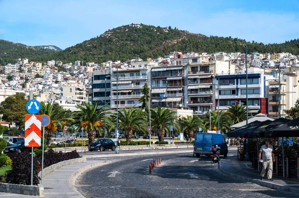 Kavala Greece Сентября 2020 Дорога Рядом Эгейским Морем Стоимость Ходьбы — стоковое фото