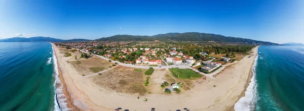 Wide Shot Riviera Drone Aegean Sea Residential Buildings Hills Distance — Stock Photo, Image
