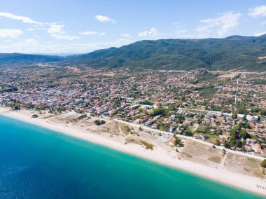 Yunanistan 'ın Asprovalta köyündeki deniz manzarası
