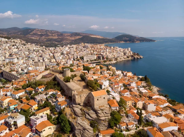 Slott Och Stad Kavala Vid Havet Grekland — Stockfoto