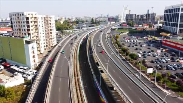 Bucharest Rumania Octubre 2020 Autopistas Con Coches Movimiento Que Conducen — Vídeo de stock