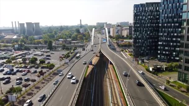 Bukarest Rumänien Oktober 2020 Brücke Von Grozavesti Über Einen Kanal — Stockvideo