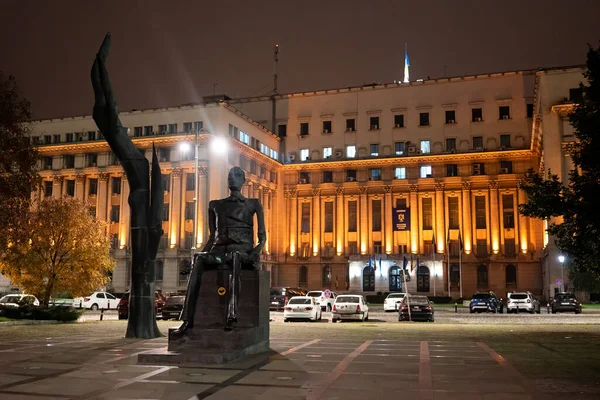 Bucharest Romania November 2020 Міністерство Внутрішніх Справ Вночі Пам Ятником — стокове фото