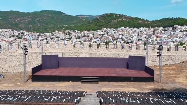 Théâtre Situé Dans Ancienne Forteresse Kavala Grèce Rangées Sièges Scène — Video