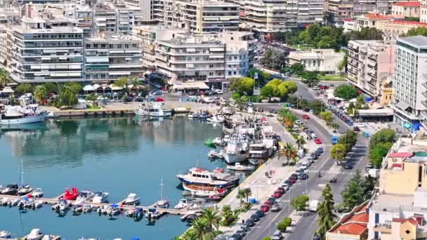 Kavala Griekenland September 2020 Luchtfoto Van Stad Rijen Van Residentiële — Stockvideo