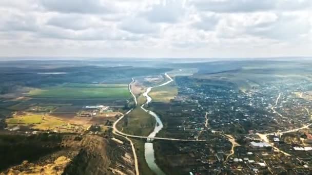 Lkbaharın Başında Orheiul Vechi Nin Hava Aracı Hipervanesi Raut Nehri — Stok video