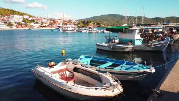 Neos Marmaras Řecko Října 2020 Egejský Námořní Přístav Více Kotvícími — Stock video