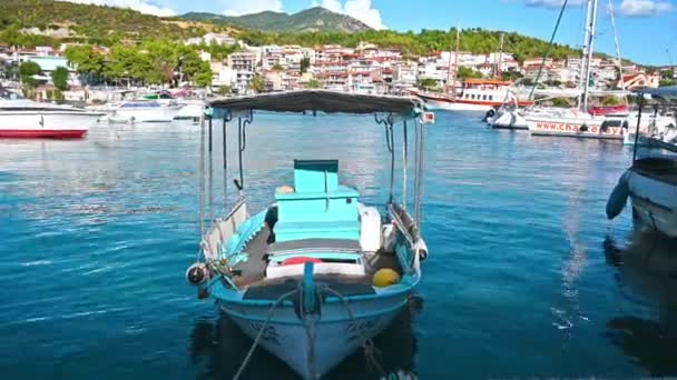 Neos Marmaras Greece Ekim 2020 Ege Limanındaki Ahşaptan Yapılmış Bir — Stok video
