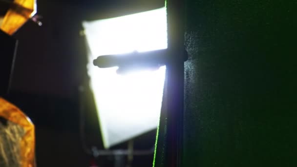 Profesjonalny Sprzęt Oświetleniowy Planie Filmowym — Wideo stockowe