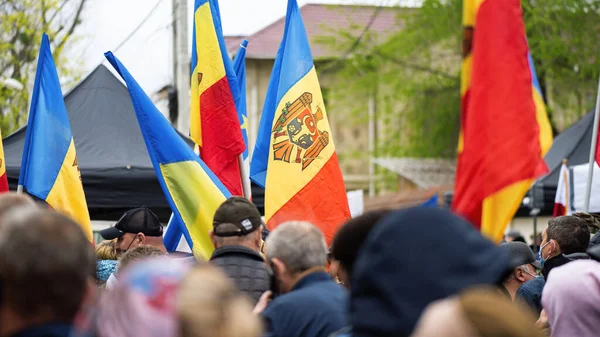 Chisinau Moldova Abril 2021 Pessoas Que Protestam Por Eleições Antecipadas — Fotografia de Stock