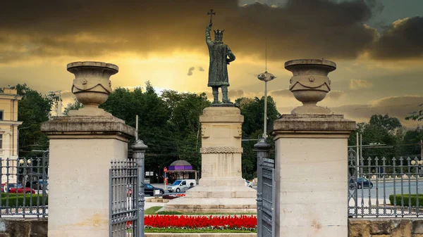 Pohled Stefan Cel Mare Centru Města Při Západu Slunce — Stock fotografie