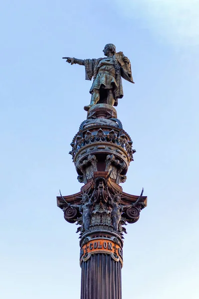 Primer Plano Del Monumento Colón Barcelona España — Foto de Stock