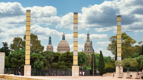 Barcelona España Junio 2021 Vista Del Palau Nacional Desde Una — Foto de Stock