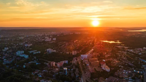 Légi Felderítő Rálátás Chisinau Belvárosára Panoráma Kilátás Több Épület Utak — Stock Fotó