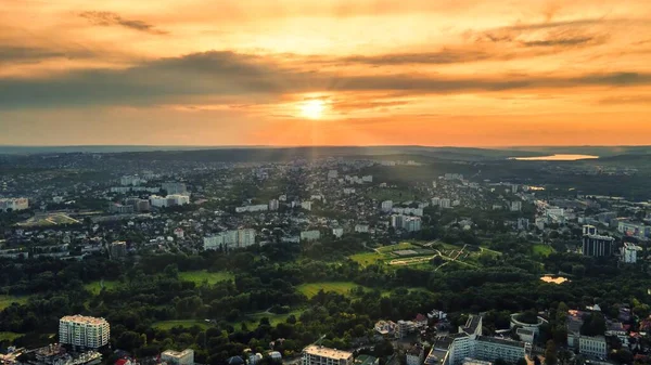 Vista Aérea Drone Centro Chisinau Panorama Vista Vários Edifícios Estradas — Fotografia de Stock