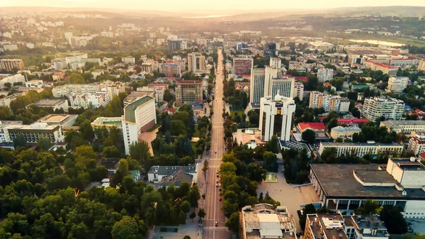 Aerial Drone View Chisinau Downtown Panorama View Multiple Buildings Parliament — Stock Photo, Image